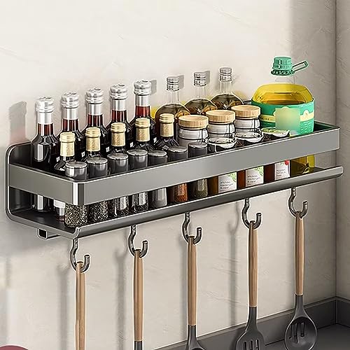 Edumov Gewürzregal Wand, Gewürzregal Ohne Bohren, Küchenregal Wand für Gewürze, Spice Rack (Platz für 20 Gewürze), Gewürzregal Hängend Ohne Bohren mit Haken, Klebebändern, Gewürz Organizer für Küche von Edumov