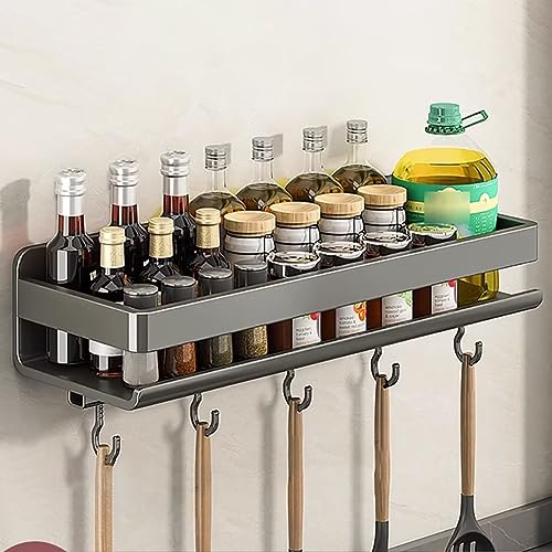 Gewürzregal, Gewürzregal Ohne Bohren aus Metall, Küchenregal Wand für Gewürze, Spice Rack (Platz für 20 Gewürze), Gewürzregal Hängend Ohne Bohren mit Haken, Klebebändern, Gewürz Organizer für Küche von Edumov