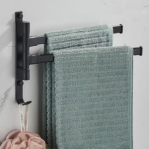 Handtuchhalter Bad Schwenkbar Handtuchstange Zweiarmig Selbstklebend Badetuchhalter Wand Ohne Bohren Badezimmer Zubehör,Schwarz Handtuchhalter Bad Schwenkbar Handtuchstange Zweiarmig Selbstklebend Badetuchhalter Wand Ohne Bohren Badezimmer Zubehör,Schwarz von Edumov