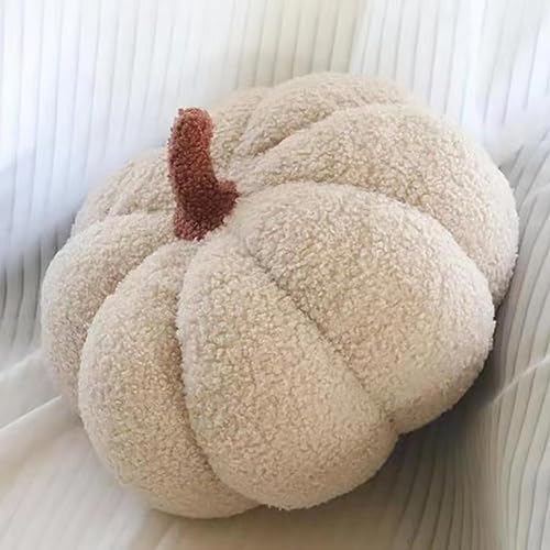 Kürbis Dekokissen, Kürbis Kissen, Weiche Plüschkissen Herbst Pumpkin Pillow Kürbis Deko, Kürbiskissen Pillow Kissen for Home Halloween Decoration, Weiß B, 20CM von Edumov