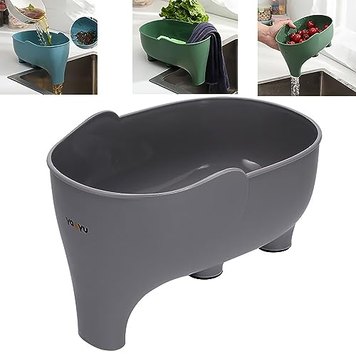 Spülbecken Sieb, Elefant Waschbecken-Sieb, Multifunktional Abflusskorb Spüle Abtropfsieb Sieb Spülbecken, Küchensieb Siebkorb, Gemüse und Obst Waschen und Abtropfen lassen, Grau von Edumov