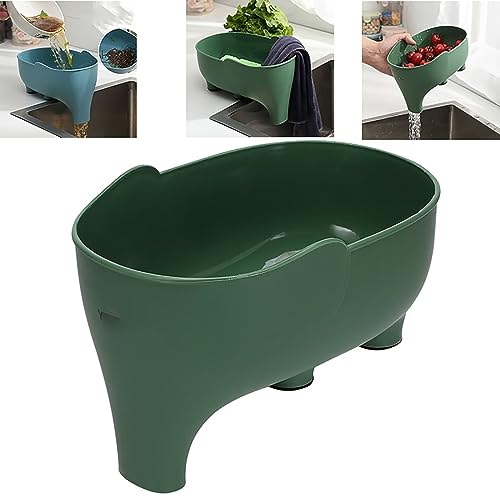 Spülbecken Sieb, Elefant Waschbecken-Sieb, Multifunktional Abflusskorb Spüle Abtropfsieb Sieb Spülbecken, Küchensieb Siebkorb, Gemüse und Obst Waschen und Abtropfen lassen, Grün von Edumov