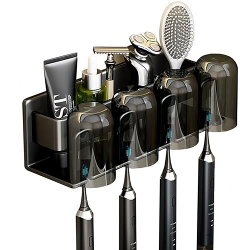 Zahnbürstenhalter Wand, Zahnputzbecherhalter ohne Bohren, Aluminium Halterung für Elektrische Zahnbürste, Zahnbürstenhalter Zahnbürstenkopf Halter zur Wandmontage, Schwarz Zahnbürstenhalter Wand, Zahnputzbecherhalter ohne Bohren, Aluminium Halterung für Elektrische Zahnbürste, Zahnbürstenhalter Zahnbürstenkopf Halter zur Wandmontage, Schwarz von Edumov