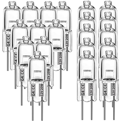 Eduuyvee 20 StüCk G4 Halogen Birnen, 20 W 12 V Halogen GlüHbirnen 2 Pin Klare GlüHbirne, für Beleuchtung, Signal Leuchten, Schienen von Eduuyvee