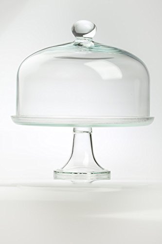 Edwanex Große Glasplatte Tortenständer mit Glasdekor Kuppeldeckel 35 cm von Edwanex