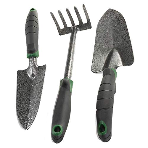 Edward Tools Gartenwerkzeug-Set – robuste Karbonstahl-Kelle, Transplanter, Handrechen, 3-teiliges Gartenwerkzeug-Set mit biegungssicherem Design – Ergo-Gummigriffe von Edward Tools