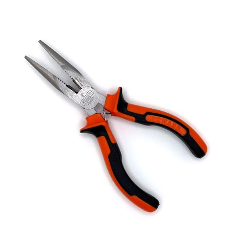 Edward Tools Pro-Grip Spitzzange, 15,2 cm, harte Karbonstahl-Backen, federbelastetes Design für einfachere Handhabung, Ergo-weicher Griff mit Sicherheitsrille, lange Reichweite für Zuhause, Angeln, von Edward Tools