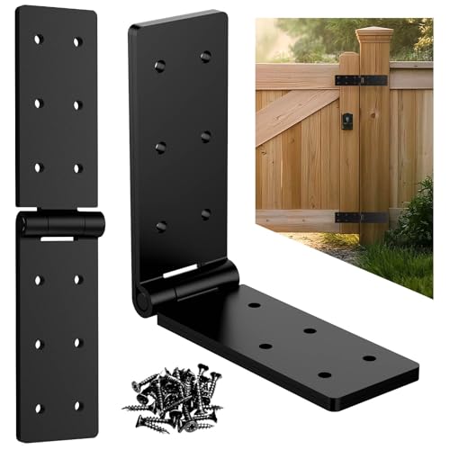 Robuste Torscharniere, schwarze Torscharniere mit Schrauben, robuste Türscharniere, verstellbare Hardware-Scharniere, langlebige Scheunentür für Holzzäune, Hoftor (4, schwarz) von Eegoowa
