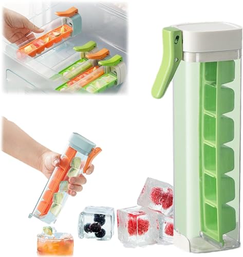 1 Hand 1 Press Ice Cube Tray,2024 New Ice Cube Trays with Easy Release Trigger,One Hand Press Ice Cube Tray, 6 Square Ice Cube Mold,Ice Cube Trays for Freezer,Mini Ice Cube Trays Portable (Green) von Eeiiey