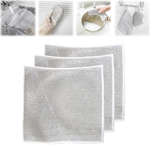 Circularite Cleaning Pads,Circularite Scrubbing Cloth,Power Scrub Cloth,Multipurpose Wire Miracle Cleaning Cloths,Non-Scratch Scrubbing Pads,Double Stainless Steel Scrubber Cloth for Wet&Dry (3 Pcs) Circularite Cleaning Pads,Circularite Scrubbing Cloth,Power Scrub Cloth,Multipurpose Wire Miracle Cleaning Cloths,Non-Scratch Scrubbing Pads,Double Stainless Steel Scrubber Cloth for Wet&Dry (3 Pcs) von Eeiiey