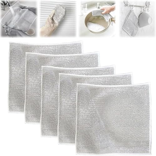 Circularite Cleaning Pads,Circularite Scrubbing Cloth,Power Scrub Cloth,Multipurpose Wire Miracle Cleaning Cloths,Non-Scratch Scrubbing Pads,Double Stainless Steel Scrubber Cloth for Wet&Dry (5 Pcs) Circularite Cleaning Pads,Circularite Scrubbing Cloth,Power Scrub Cloth,Multipurpose Wire Miracle Cleaning Cloths,Non-Scratch Scrubbing Pads,Double Stainless Steel Scrubber Cloth for Wet&Dry (5 Pcs) von Eeiiey