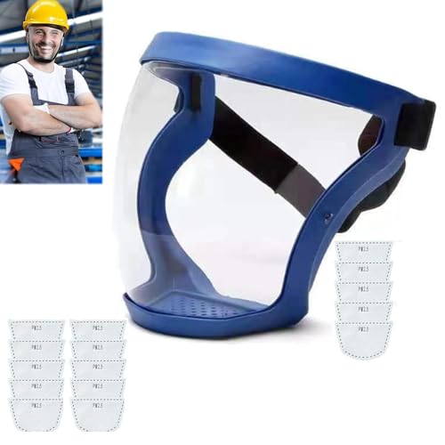 Eeiiey Tooltekt Anti-Dust & Fog-Free Face Shield,Tooltekt Dust Mask,Super Protective Face Shield Mask,Grass Cutting Mask,Super Protective Transparent HD Face Shield for Weeding,Sanding,Etc (Blue) von Eeiiey