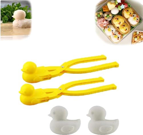 Enten-Reisform, Zange, Reis-Enten-Form, Enten-Schneeball-Maker-Clip, Schneeball-Macher, Spielzeug, Gummiente, Reisballform, DIY-Sushi-Formen, Tier-Reis-Werkzeug, Kinder-Schneeballschlachten (gelb, von Eeiiey