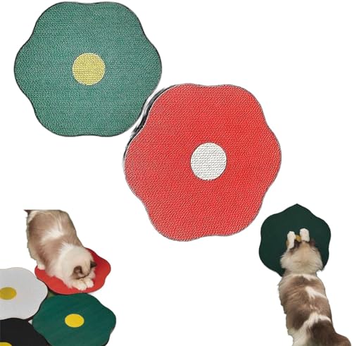 Kratzmatte mit Blumenmotiv für Katzen an der Wand, Wellpappe, Wandmontage, Kratzmatte, Nagelfeile, Kratzmatte, Katzenmöbelschutz, Kratzmatte (Rot + Grün) von Eeiiey
