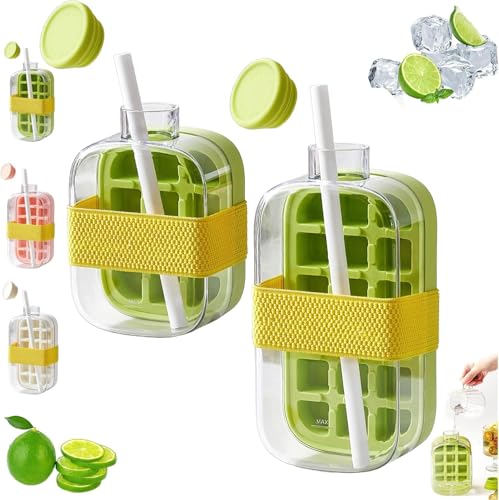 My Crush Cup Ice – 2-in-1 berührungsfreie Eiswürfelform Wasserflasche mit Deckel und Mülleimer, Eiswürfelbereitungsflasche für Gefrierschrank, tragbare Eiswürfelform für Zuhause, Büro, Picknicks im von Eeiiey