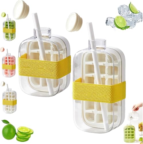 My Crush Cup Ice – 2-in-1 berührungsfreie Eiswürfelform Wasserflasche mit Deckel und Mülleimer, Eiswürfelbereitungsflasche für Gefrierschrank, tragbare Eiswürfelform für Zuhause, Büro, Picknicks im von Eeiiey