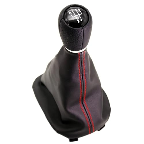 Eejghfwq Schaltknauf Für Seat Für Leon 1M1 2002 2003 2004 2005 2006 Auto-Styling 5/6-Gang-Schaltknauf Mit PU-Ledermanschette 12-mm-Locheinsatz Schaltknaufkopf(5 speed Red) von Eejghfwq