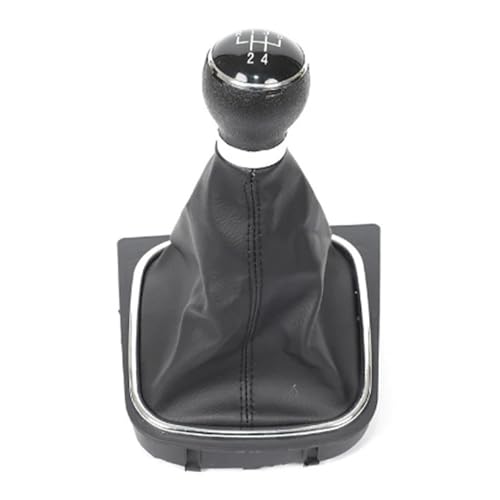 Eejghfwq Schaltknauf Für VW Für EOS 2009 2010 2011 2012 2013 Chrom & Leder Auto Shift Schaltknauf Hebel Gaitor Boot Abdeckung Schaltknaufkopf(5 speed black line) von Eejghfwq