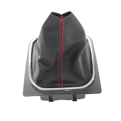 Eejghfwq Schaltknauf Für VW Für EOS 2009 2010 2011 2012 2013 Chrom & Leder Auto Shift Schaltknauf Hebel Gaitor Boot Abdeckung Schaltknaufkopf(Gear boot red line) von Eejghfwq