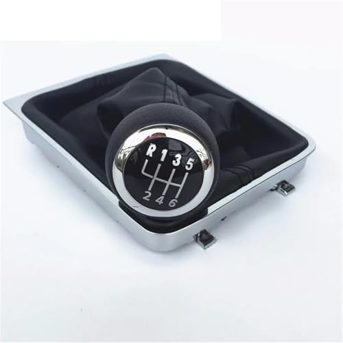 Eejghfwq Schaltknauf Für VW Für Passat B6 2005 2006 2007 2008-2011 5/6 Geschwindigkeit Leder Auto Manuelle Getriebe Schaltknauf Gaitor Rahmen Boot Schaltknaufkopf(6 Speed Gaiter Boot) von Eejghfwq