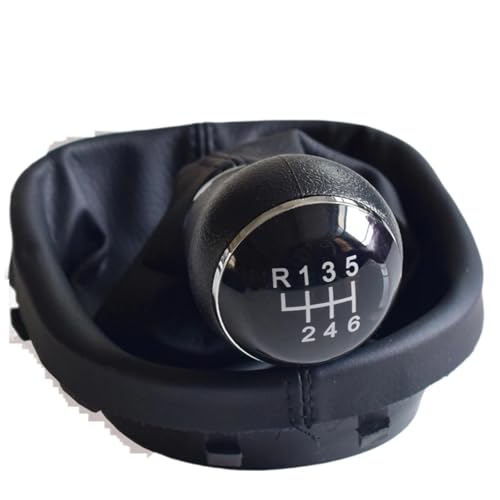 Eejghfwq Schaltknauf Für VW Für Touran 2003-2010 Für Caddy MK2 2004-2009 5/6-Gang-Schaltknauf Schaltmanschette Schaltknaufkopf(6 Speed) von Eejghfwq