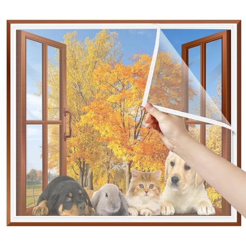 Fliegengitter Fenster 50x90cm ohne Bohren Klebmontage | Insektenschutz Fenster Fliegenvorhang Moskitonetz mit Starker Selbstklebender Klettband,Weiß von Eejovative