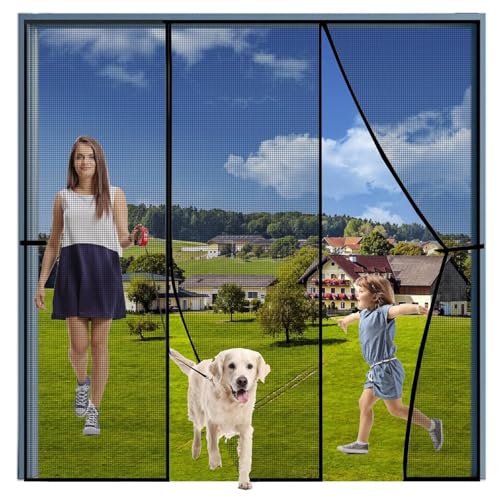 Fliegengitter Insektenschutz Magnet Tür Haustür 140x205cm, Magnet Insektenschutz Tür, Full Frame Klettverschluss, faltbar, für Balkontür Kellertür Terrassentür Schwarz Fliegengitter Insektenschutz Magnet Tür Haustür 140x205cm, Magnet Insektenschutz Tür, Full Frame Klettverschluss, faltbar, für Balkontür Kellertür Terrassentür Schwarz von Eejovative
