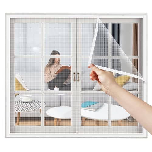 Fliegengitter für Fenster 70x120cm Weiß Insektenschutz mit Starkem Doppelseitiger Aufkleber, Kinderleichte Montage,DIY Selbstklebendes Fliegengitter für Fenster 70x120cm Weiß Insektenschutz mit Starkem Doppelseitiger Aufkleber, Kinderleichte Montage,DIY Selbstklebendes von Eejovative