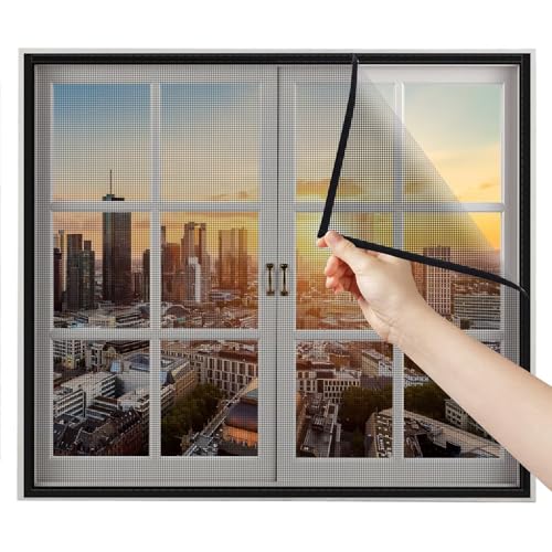 Fliegengitter für Fenster Vorhang 115x125cm Schwarz Fliegenvorhang HaustüR Moskitonetz Fenster Auto Fliegengitter füR Die Fenster Rollo von Eejovative