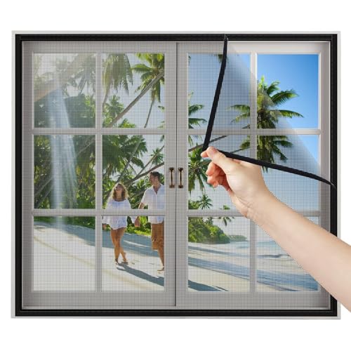 Fliegengitternetze für Fenster Innen 130x160cm Schwarz Pollenschutzgitter für Allergiker Fliegengitter Insektenschutz von Eejovative