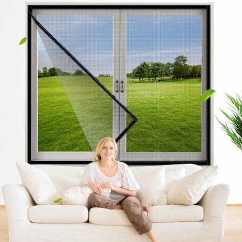 Fliegennetz Fenster Kippfenster 70x90cm Schwarz Schaufenster ZubehörFliegengitter Fenster Dachfenster Insektenschutz Mückengitter Fenster mit Rahmen von Eejovative