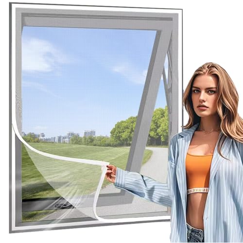 Fliegennetze Fenster Kippfenster 90x130cm Weiß Fliegengitter Fenster mit Rahmen Insektenschutzrollo füR Dachfenster Fliegengitter TüR BalkontüR von Eejovative