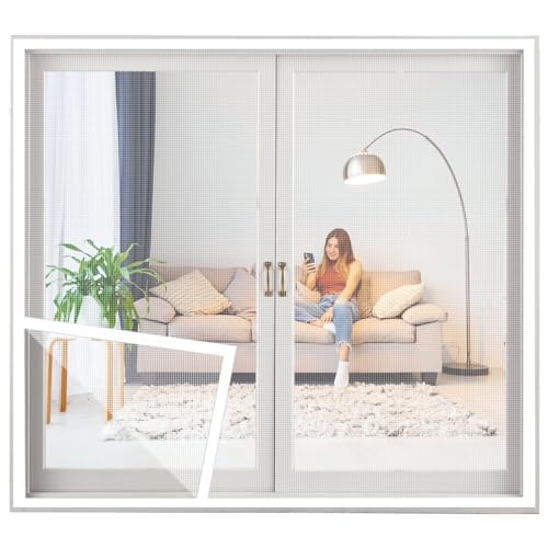 Fliegenschutzgitter für Fenster 90x130cm, Fliegengitter Fenster Mückengitter, Fliegenschutz Insektenschutzgewebe, Kein Stanzen Erforderlich Weiß von Eejovative