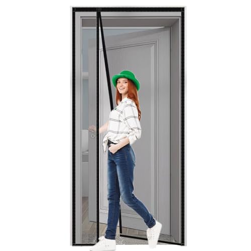 Magnetische Moskitonetz-Tür, Moskitonetz-Türfenster, Anti-Fliegen-Vorhang, automatisches Schließen, für Kinder und Haustiere, 110x190cm Schwarz von Eejovative
