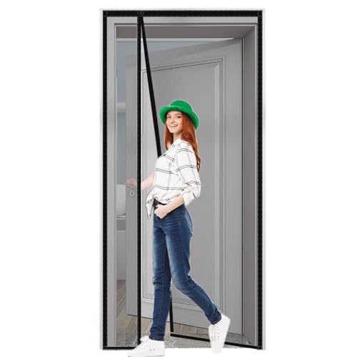 Magnetische Moskitonetz-Tür, magnetischer automatisch schließender Anti-Insekten-Türvorhang, einfache Installation ohne Werkzeug für Küche/Wohnzimmer/Schlafzimmer120x235cm Schwarz von Eejovative