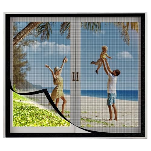 Moskitonetz Fenster mit selbstklebendem doppelseitigem Klebeband 85x80cm Klebmontage für Balkontür Kellertür Terrassentür, Schwarz Moskitonetz Fenster mit selbstklebendem doppelseitigem Klebeband 85x80cm Klebmontage für Balkontür Kellertür Terrassentür, Schwarz von Eejovative