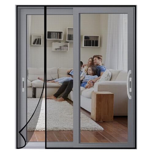 Moskitonetz-Tür 150x230cm Schwarz Vorhang, automatisch schließender Türvorhang, Anti-Insekten-Fliegen-Moskito-Balkontüren, Schiebetüren von Eejovative