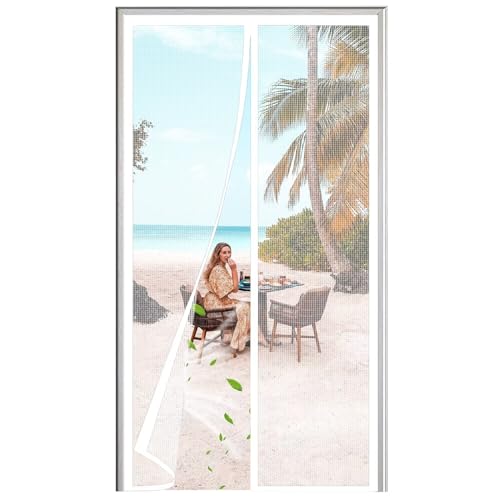 Moskitonetz für Fenster und Türen – 140x205cm – magnetischer Anti-Fliegen-Insektenvorhang – Klebestreifen, Magnetverschluss, ideal für Hunde und Katzen Weiß Moskitonetz für Fenster und Türen – 140x205cm – magnetischer Anti-Fliegen-Insektenvorhang – Klebestreifen, Magnetverschluss, ideal für Hunde und Katzen Weiß von Eejovative