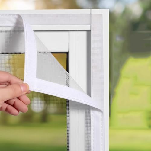 Mückennetz Fenster Balkon 70x160cm Weiß Schaufenster Zubehör Fliegengitter Fenster Fensterschutz Katze DIY Insektenschutz von Eejovative