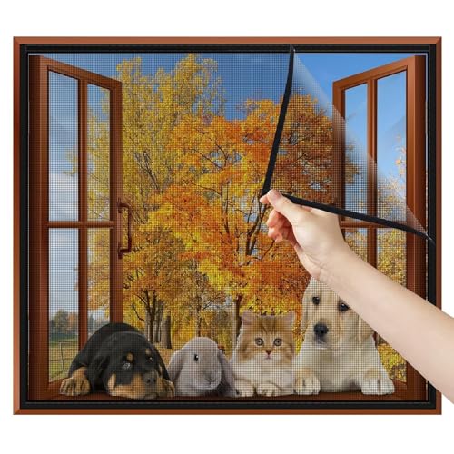 Pollenschutzgitter Fenster mit Selbstklebend Klebeband 125x135cm, Schwarz von Eejovative