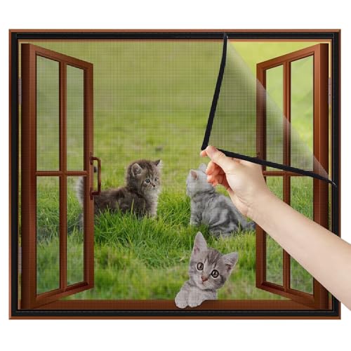 Terrasse Window Mosquito Net 65x110cm Schwarz Fliegengitter Fliegenschutz Insektenschutz, mückengitter, moskitonetz, ohne Bohren und Schrauben von Eejovative