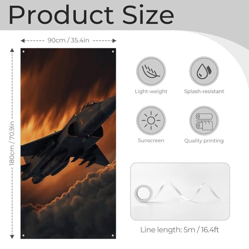 A Fighter Jet Summer Door Cover Large Hanging Banners Welcome Door Cover Backdrop Banner for Front Door Party Spring Indoor Outdoor Decor von Eekstdbn