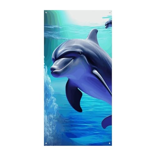 Dolphin Summer Door Cover Large Hanging Banner Welcome Door Cover Backdrop Banner for Front Door Party Spring Indoor Outdoor Decor von Eekstdbn