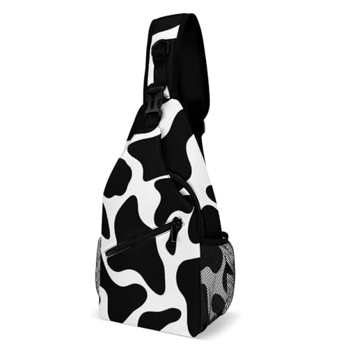 Eekstdbn Cow Spot Crossbody Bag Casual Chest Bag for Men And Women Minimalist Chest Shoulder Pack Travel Chest Bag for Daily Use von Eekstdbn