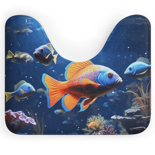 Eekstdbn Fishs rutschfester Badezimmerteppich, leicht zu reinigen, schnell trocknend, Badematten für Badezimmerboden, maschinenwaschbar, super saugfähig, U-förmiger WC-Vorleger, 40,6 x 50,8 cm Eekstdbn Fishs rutschfester Badezimmerteppich, leicht zu reinigen, schnell trocknend, Badematten für Badezimmerboden, maschinenwaschbar, super saugfähig, U-förmiger WC-Vorleger, 40,6 x 50,8 cm von Eekstdbn