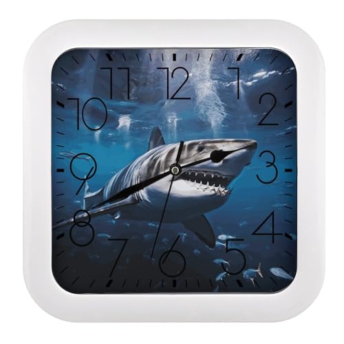 Eekstdbn Great White Shark Wall Clock Modern Frame Wall Clocks Silent Non-Ticking Clock Retro Square 25.9 cm Clocks Easy to Read Dial for Living Room Bedroom Home Decor Eekstdbn Great White Shark Wall Clock Modern Frame Wall Clocks Silent Non-Ticking Clock Retro Square 25.9 cm Clocks Easy to Read Dial for Living Room Bedroom Home Decor von Eekstdbn