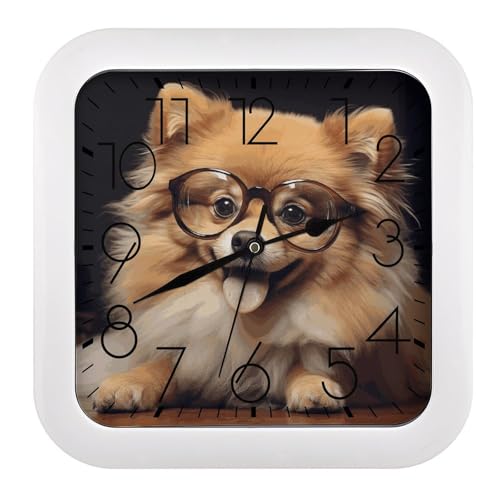 Eekstdbn Pomeranian Dog Wearing Glasses Wall Clock Modern Frame Wall Clocks Silent Non-Ticking Clock Retro Square 25.9 cm Clocks Easy to Read Dial for Living Room Bedroom Home Decor Eekstdbn Pomeranian Dog Wearing Glasses Wall Clock Modern Frame Wall Clocks Silent Non-Ticking Clock Retro Square 25.9 cm Clocks Easy to Read Dial for Living Room Bedroom Home Decor von Eekstdbn