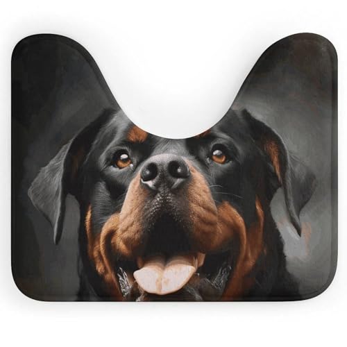 Eekstdbn Rutschfester Badezimmerteppich, Rottweiler-Hundekunst, leicht zu reinigen, schnell trocknend, Badematten für Badezimmer, maschinenwaschbar, super saugfähig, U-förmiger WC-Vorleger, 40,6 x Eekstdbn Rutschfester Badezimmerteppich, Rottweiler-Hundekunst, leicht zu reinigen, schnell trocknend, Badematten für Badezimmer, maschinenwaschbar, super saugfähig, U-förmiger WC-Vorleger, 40,6 x von Eekstdbn