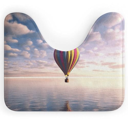 Eekstdbn Rutschfester Badezimmerteppich mit Heißluftballon über dem Meer, leicht zu reinigen, schnell trocknend, Badematten für Badezimmerboden, maschinenwaschbar, super saugfähig, U-förmiger Eekstdbn Rutschfester Badezimmerteppich mit Heißluftballon über dem Meer, leicht zu reinigen, schnell trocknend, Badematten für Badezimmerboden, maschinenwaschbar, super saugfähig, U-förmiger von Eekstdbn