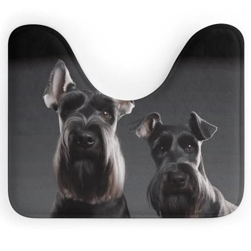 Eekstdbn Rutschfester Badezimmerteppich mit niedlichem Schnauzerhund, leicht zu reinigen, schnell trocknend, Badematten für Badezimmerboden, maschinenwaschbar, super saugfähig, U-förmiger WC-Vorleger Eekstdbn Rutschfester Badezimmerteppich mit niedlichem Schnauzerhund, leicht zu reinigen, schnell trocknend, Badematten für Badezimmerboden, maschinenwaschbar, super saugfähig, U-förmiger WC-Vorleger von Eekstdbn
